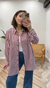 BORDO 2532 ÇİZGİLİ GÖMLEK