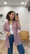 BORDO 2532 ÇİZGİLİ GÖMLEK