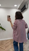 BORDO 2532 ÇİZGİLİ GÖMLEK