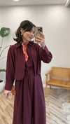 BORDO 2770 BELİ KUŞAKLI ELBİSE TAKIM