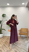 BORDO 2770 BELİ KUŞAKLI ELBİSE TAKIM