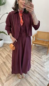 BORDO 2770 BELİ KUŞAKLI ELBİSE TAKIM