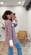 BORDO 2882 ÇİZGİLİ GÖMLEK 