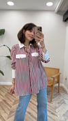 BORDO 2882 ÇİZGİLİ GÖMLEK 