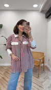 BORDO 2882 ÇİZGİLİ GÖMLEK 