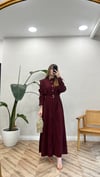 BORDO 2962 DÜĞME DETAY ELBİSE 