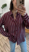 BORDO 30005 ÇİZGİLİ GÖMLEK