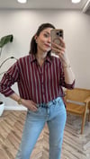 BORDO 30005 ÇİZGİLİ GÖMLEK
