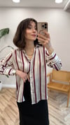 BORDO 3051 SATEN ÇİZGİLİ GÖMLEK
