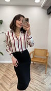 BORDO 3051 SATEN ÇİZGİLİ GÖMLEK