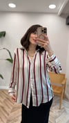 BORDO 3051 SATEN ÇİZGİLİ GÖMLEK