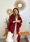 BORDO 4612 OMZU DÜŞÜK OVERSİZE GÖMLEK 
