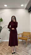 BORDO 5357 BALIKÇI YAKA ELBİSE 