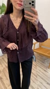 BORDO 5843 SİMLİ VOLANLI GÖMLEK 