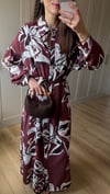BORDO 6735 DESENLİ ELBİSE