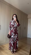 BORDO 6735 DESENLİ ELBİSE