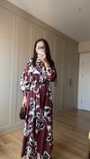 BORDO 6735 DESENLİ ELBİSE
