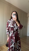 BORDO 6735 DESENLİ ELBİSE