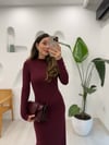 BORDO 91339 UZUN KOLLU MİDİ ELBİSE 