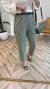 ÇAĞLA YEŞİLİ 0985 KEMERLİ KETEN PANTOLON 