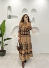 CAMEL KAT KAT GEOMETRİK ELBİSE