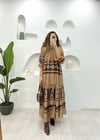 CAMEL KAT KAT GEOMETRİK ELBİSE