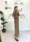CAMEL ÖNÜ DERİ NERVÜL DETAY ELBİSE