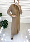 CAMEL ÖNÜ DERİ NERVÜL DETAY ELBİSE