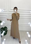 CAMEL ÖNÜ DERİ NERVÜL DETAY ELBİSE