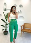 ÇİMEN YEŞİLİ BELİ PİLELİ PANTOLON