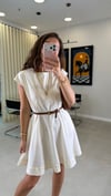 CREAM 0062 KEMERLİ ELBİSE EKRU S