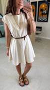 CREAM 0062 KEMERLİ ELBİSE EKRU S