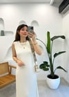 EKRU 0003 ARKASI DÜĞME DETAY ELBİSE