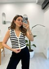 EKRU 0019 TRİKO ÇİZGİLİ YELEK 