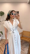 EKRU 0461 ÇİZGİLİ ELBİSE 