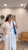 EKRU 0461 ÇİZGİLİ ELBİSE 