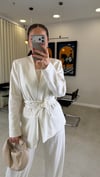EKRU 0980 KEMERLİ CEKET 