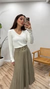 EKRU 10427 V YAKA KOLU YIRTMAÇ TRİKO 
