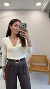EKRU 1544 DÜĞMELİ BLUZ 