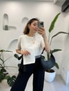 EKRU 2893 YAN BAĞLAMALI BLUZ
