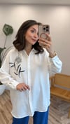EKRU 2951 ÇİÇEK İŞLEME GÖMLEK 