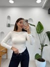 EKRU 31213 KAYIK YAKA UZUN KOLLU BLUZ