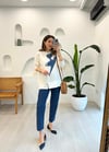 EKRU 4141 DENİM DETAYLI BLUZ 