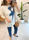 EKRU 4141 DENİM DETAYLI BLUZ 