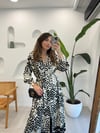 EKRU 5711 ETEK UCU ŞERİTLİ ELBİSE