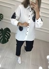 EKRU BONCUK İŞLEMELİ GÖMLEK 