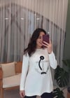 EKRU ÇAPA NAKIŞLI MERSERİZE TUNİK