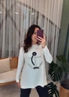 EKRU ÇAPA NAKIŞLI MERSERİZE TUNİK