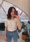 EKRU ÇİÇEK DESEN SÜVETER TRİKO 