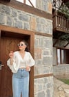 EKRU KETEN GİPELİ BLUZ 